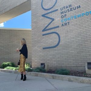 Animal print satin skirt